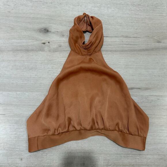 Princess Polly Paityn High Neck Halter Open Back Tie Back Crop Top Size 2 - Picture 2 of 5